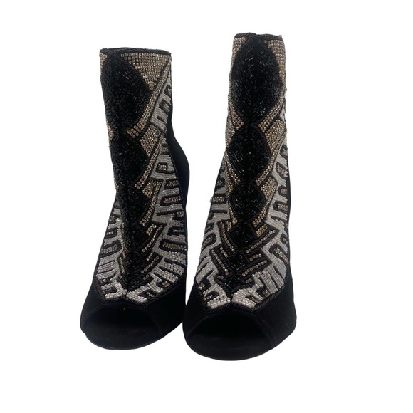 Balmain x H&M Peep-Toe Crystal Beaded Heel Boots Sz Eu 39 / US 8 - Picture 12 of 16